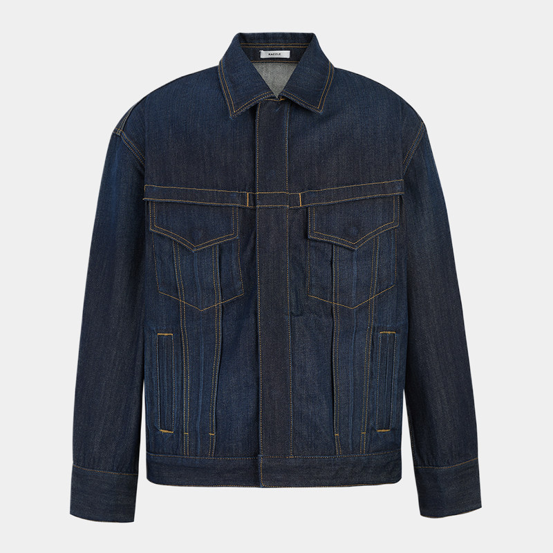 RAZZLE 地素男装牛仔外套冬季深蓝色水洗牛仔外套